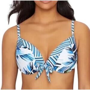 La Blanca Too Cool UW Push Up Palm Tree Print Bikini Top 6 NWT